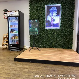 Their little stage where they have live music  on certain nights .