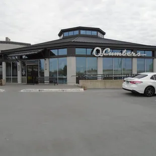 Outside of the building, view looking east.