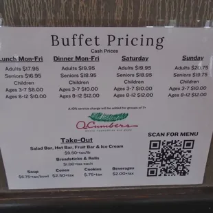 Menu at the front host stand.