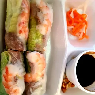 Pork and shrimp spring rolls - nicely wrapped and were tender inside - just wish they had peanut sauce for dipping, but still good!