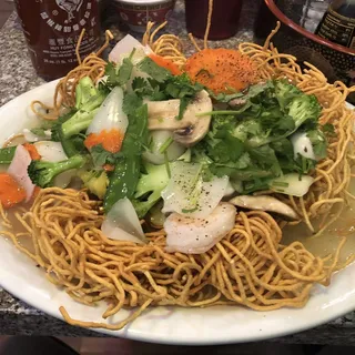 Pan Fried Egg-Noodle Seafood