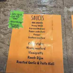 Sauce list
