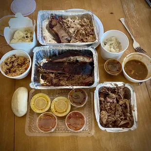 Family Picnic to go + extra 1/2 lb pulled pork. Family already started eating some!