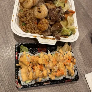 Hibachi Beef and Shrimp Combo 8 Piece Dancing Shrimp Roll
