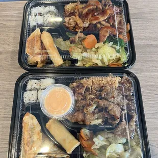 Too is Chicken Bento Box and bottom is Beef Bento Box with yummy sauce
