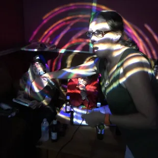  woman playing a video game