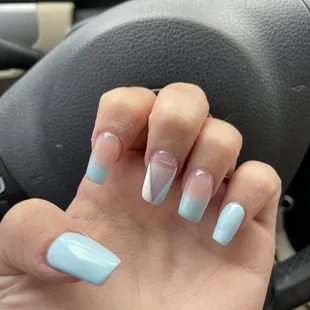 The fill used was clear...you can literally see through the nail pinky nail is lumpy.