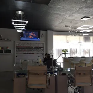 The nail stations - clean and comfortable! You get your own personal nail tools!