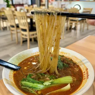 Hot and Sour Noodle Soup with minced pork