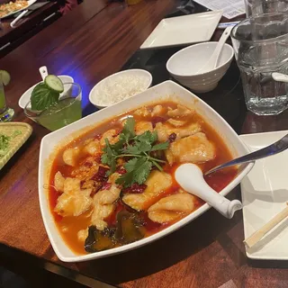 STEAMED FLOUNDER IN CHILI BROTH