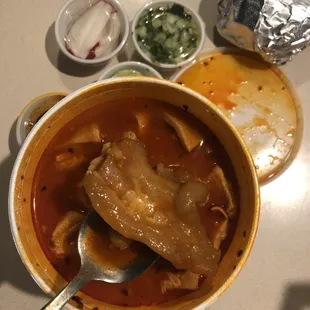  bowl of soup with a spoon