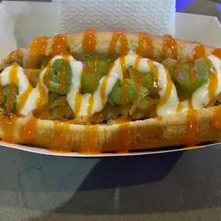 Buff Glizzy sub kraut for blue cheese crumbles