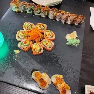 Dinner platter...Heaven and Hell, Tiger Eye's and Seared Scallops