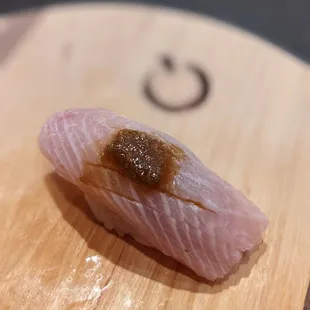 a piece of raw tuna