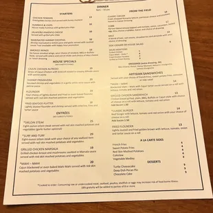 Dinner Menu 2/13/2023