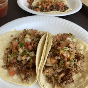 Delicious carnitas &amp; carne asada tacos!