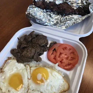 Tapsilog and a side of the pork bbq
