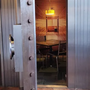 Old bank vault seating.  Really cool.