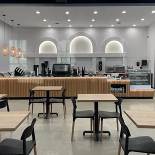 the interior of a cafe