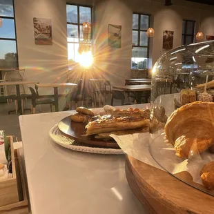 a table with pastries and pastries