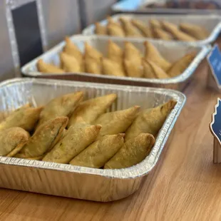 Samosas! Vegetarian, chicken, beef... all hearty and well seasoned!