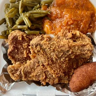 Pork Chop with yams and green beans