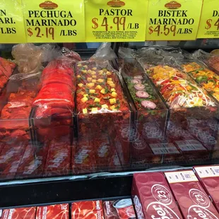 a variety of meats for sale