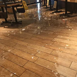 Taken at 9:53 pm, over an hour before closing. Should have worn rain boots.