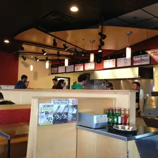 Qdoba menu and service counter.