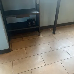 Employee shoes at the delivery pick up station