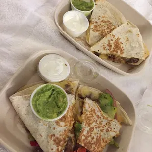 Steak  and chicken  fajita quesadillas.