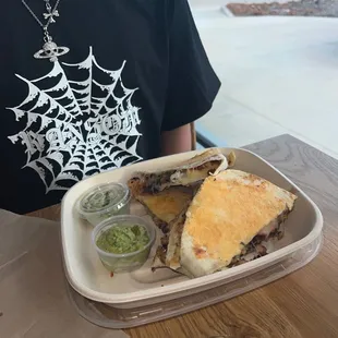 Three cheese chicken quesadilla