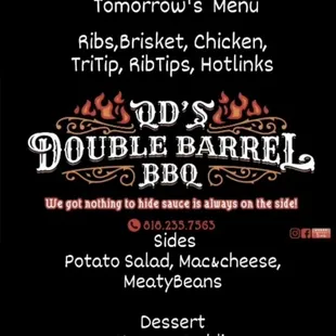 Menu items for pop-ups and catering