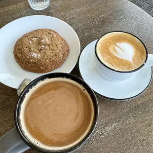 Americano, cappuccino, salted cookie