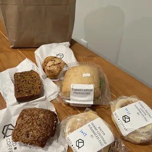 a variety of pastries on a table