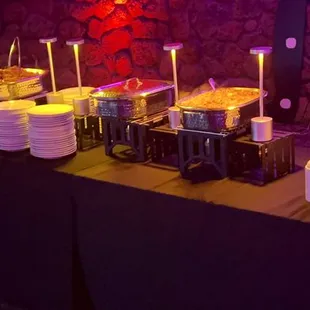 a variety of food items on a table