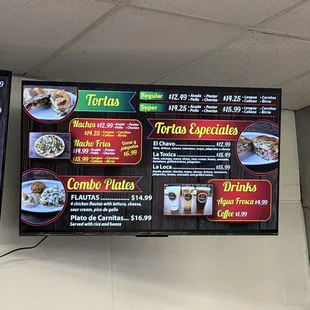 menus and prices on the wall