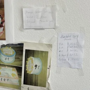 Cakes need 2 days notice