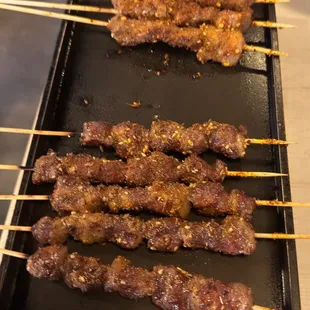 Lamb and beef skewers