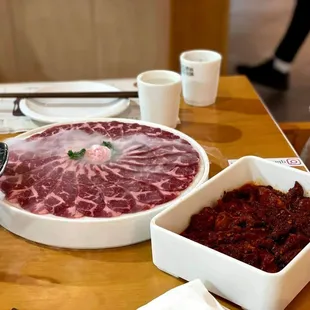 Spicy beef and premium beef