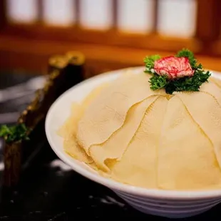 a close up of a bowl of food