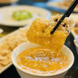 crab Roe crispy rice