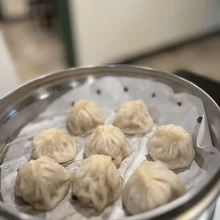 steamed dumplings in a steamer