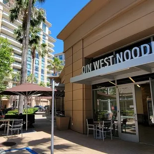 the entrance to the restaurant