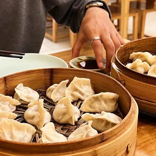 Beef truffle steamed dumplings, chicken mushroom steamed dumplings