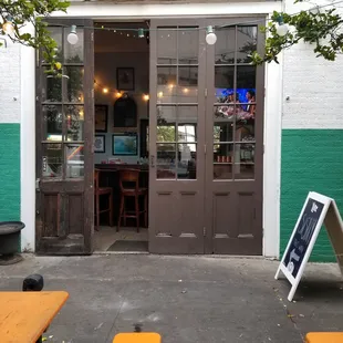 the front door of a restaurant