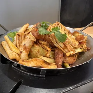 a pan of food on a stovetop
