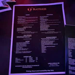 menu