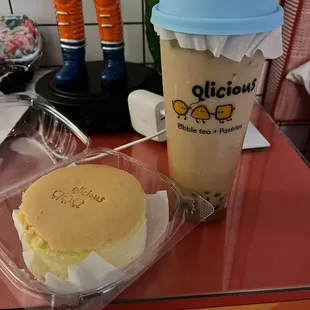 Biscoff Cookie Bubble Tea and Japanese Cheesecake