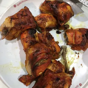 a plate of chicken wings